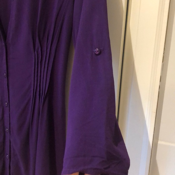 Plum button up tunic top - Picture 4 of 10